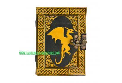 Celtic Fair Trade Handmade Celtic Sitting Dragon Leather Journal Notebook Diary Color Book 